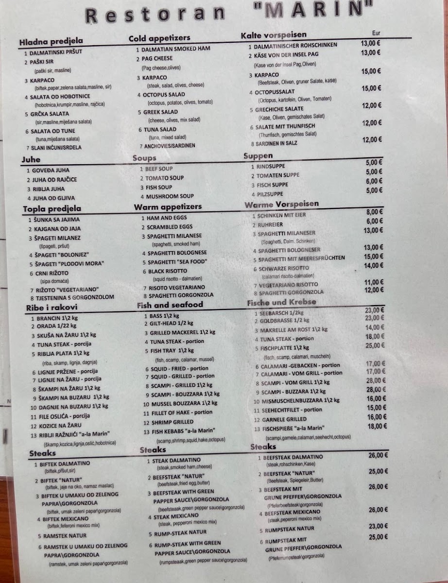 Restaurant Marin Menu - Image 3