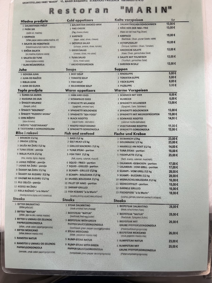 Restaurant Marin Menu - Image 4